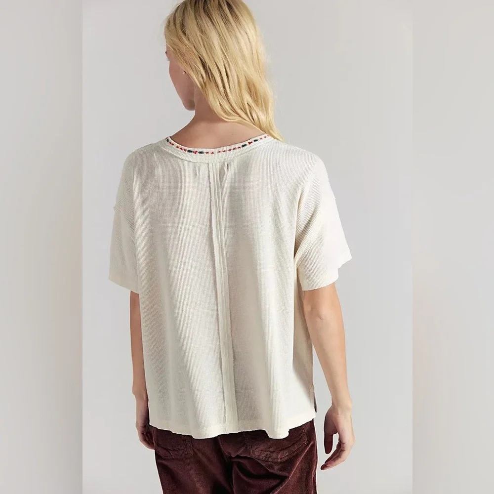 Free People X We The Free Merry Meowy Tee in Ivory Combo